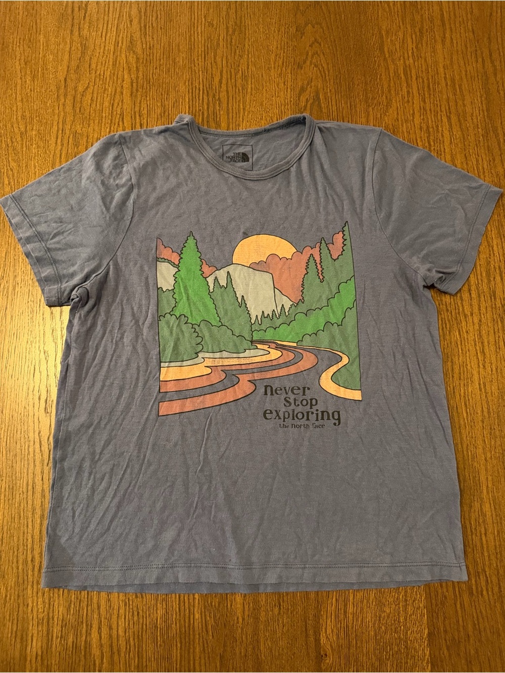 The North Face Short Sleeve Graphic Tee - Blue with Multi-Color Print